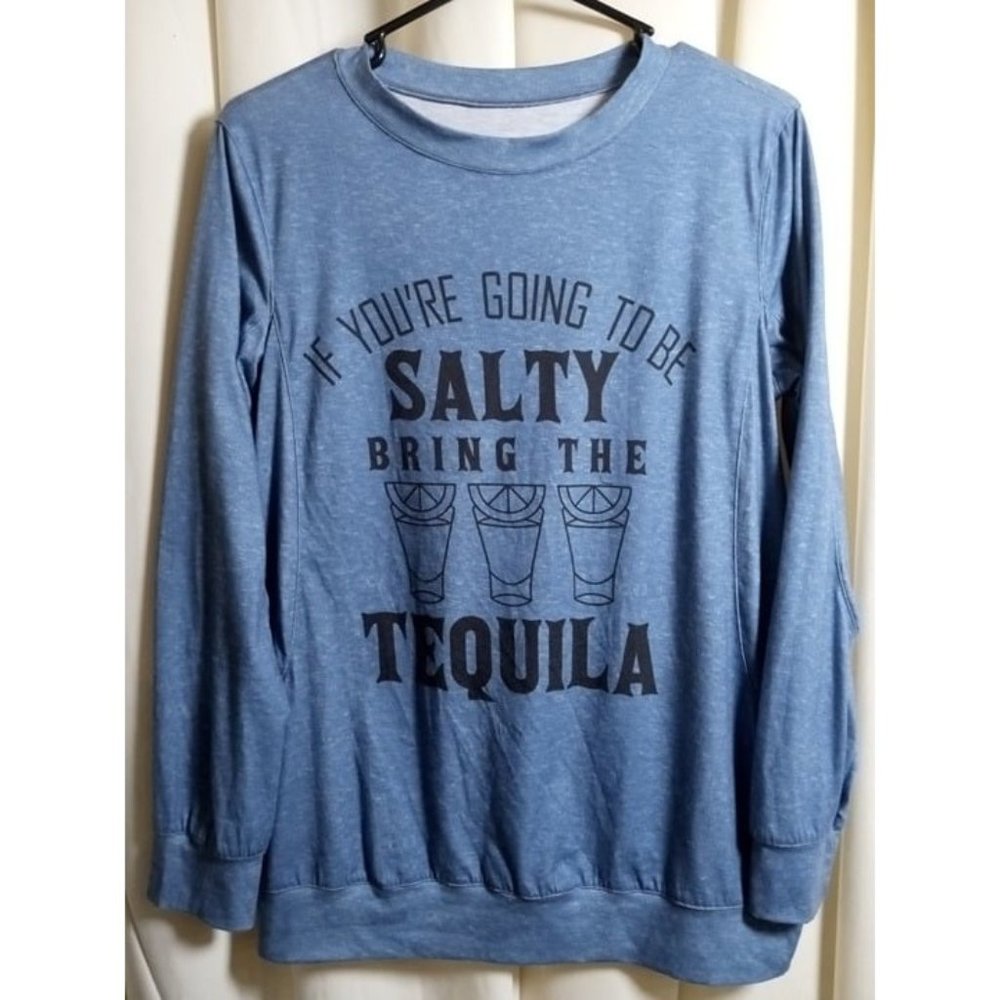 SHEIN Size Large Tequila Blue Long Sleeve Shirt -Barely Used